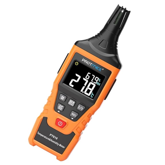 Protmex PT618 Digital Psychrometer Temperature Humidity Meter Wet Bulb Dew Point Tester Indoor Outdoor HVAC Monitor