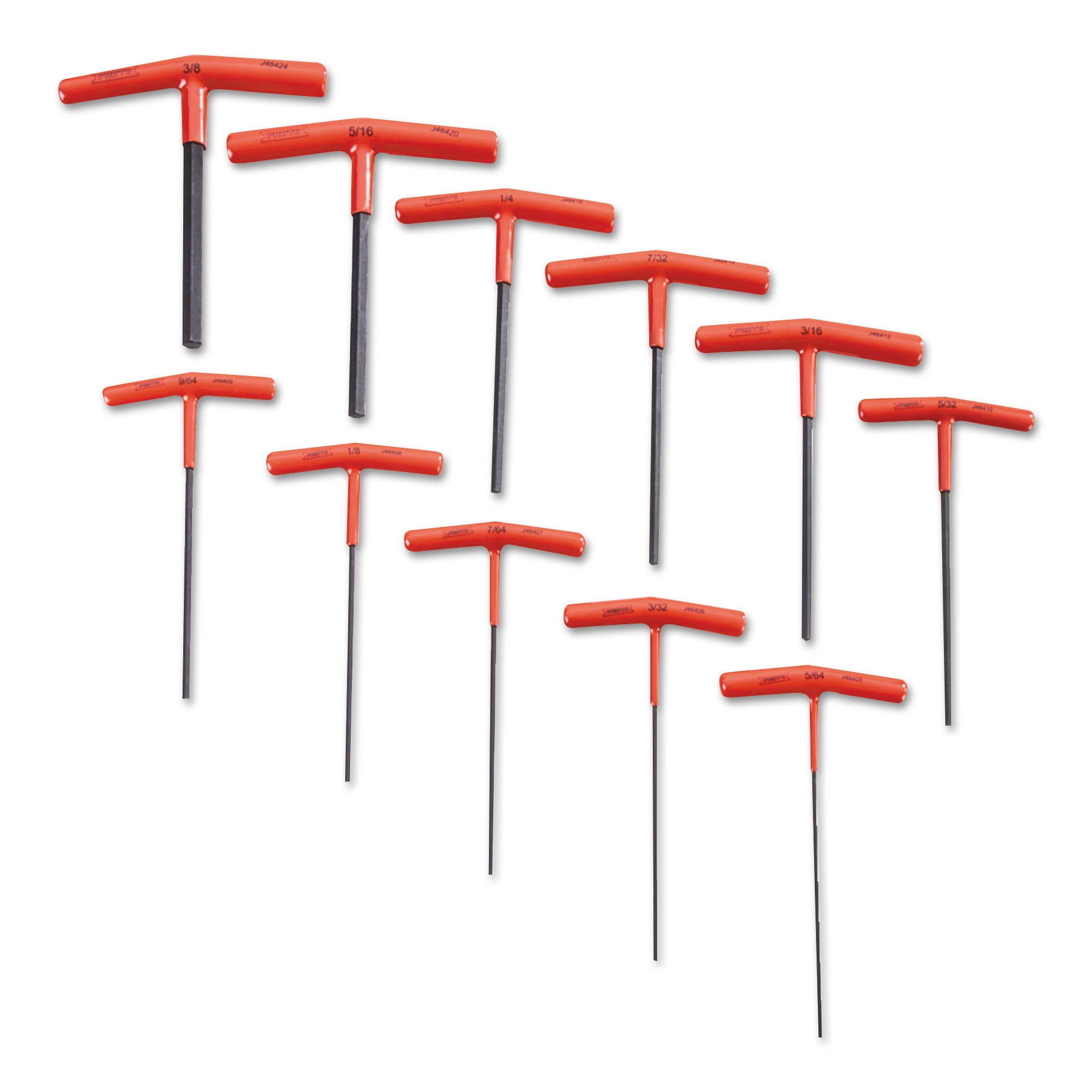 Proto 11 Pc. T-Handle Hex Key Sets, 11 per set, Hex Tip, Inch