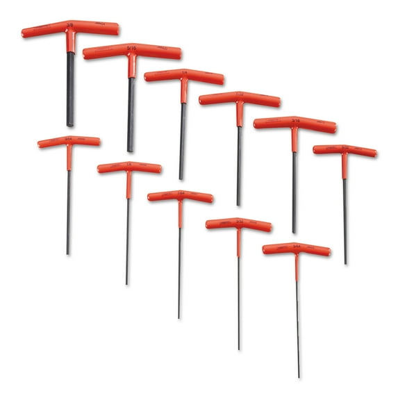 Proto 11 Pc. T-Handle Hex Key Sets, 11 per set, Hex Tip, Inch