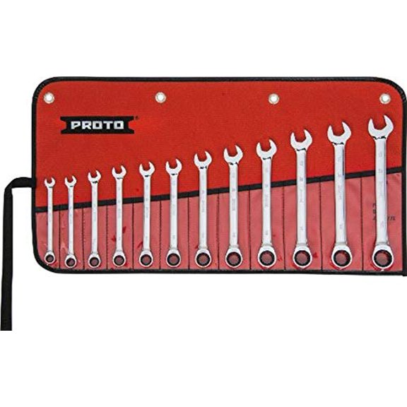 Stanley Proto Industrial JSCRMT-12S Full Polish 12 Point Ratchet Wrench 12 Piece Set -Millimeter