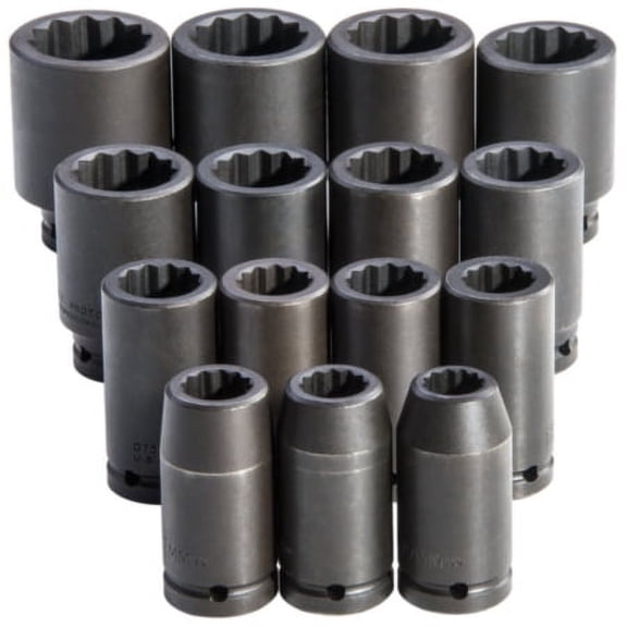 Proto 3/4In Drive 12Pt Deep Metric Impact Socket Set 15Pc