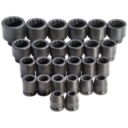 Proto 3/4In Drive 12Pt Metric Impact Socket Set 26Pc