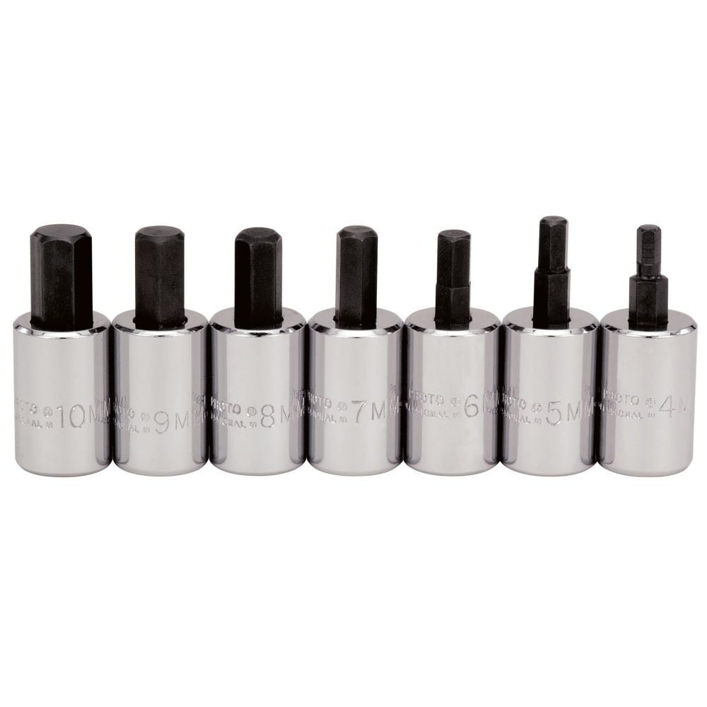 Proto 7 Piece Metric Short Hex Bit Socket Sets, 3/8 in, 1 SET (577-4990-MST)