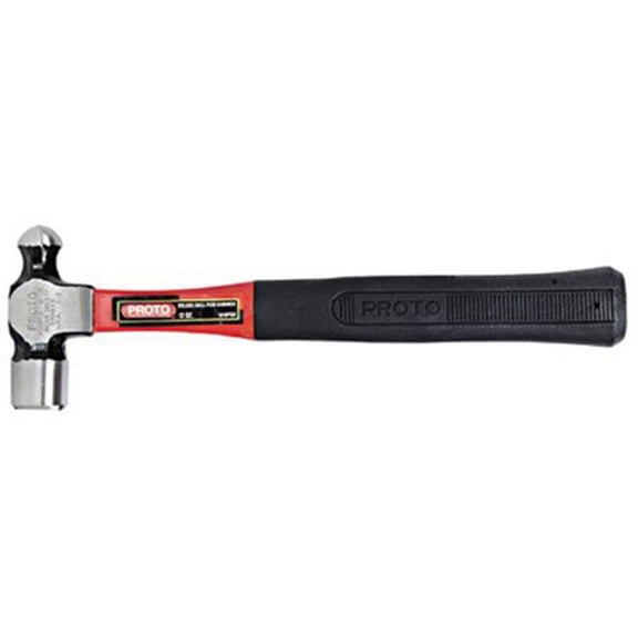 Proto Ball Pein Hammer, Straight Fiberglass Handle, 13 in, Forged Steel 16 oz Head
