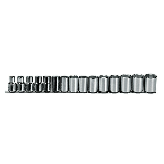 Proto 1/2"Drive Metric Chrome Socket Set, Number of Pieces: 15 Chrome  J54205