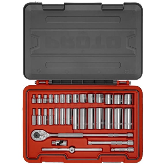 Proto Socket Set 3/8 Dr 34Pc Sae 6Pt
