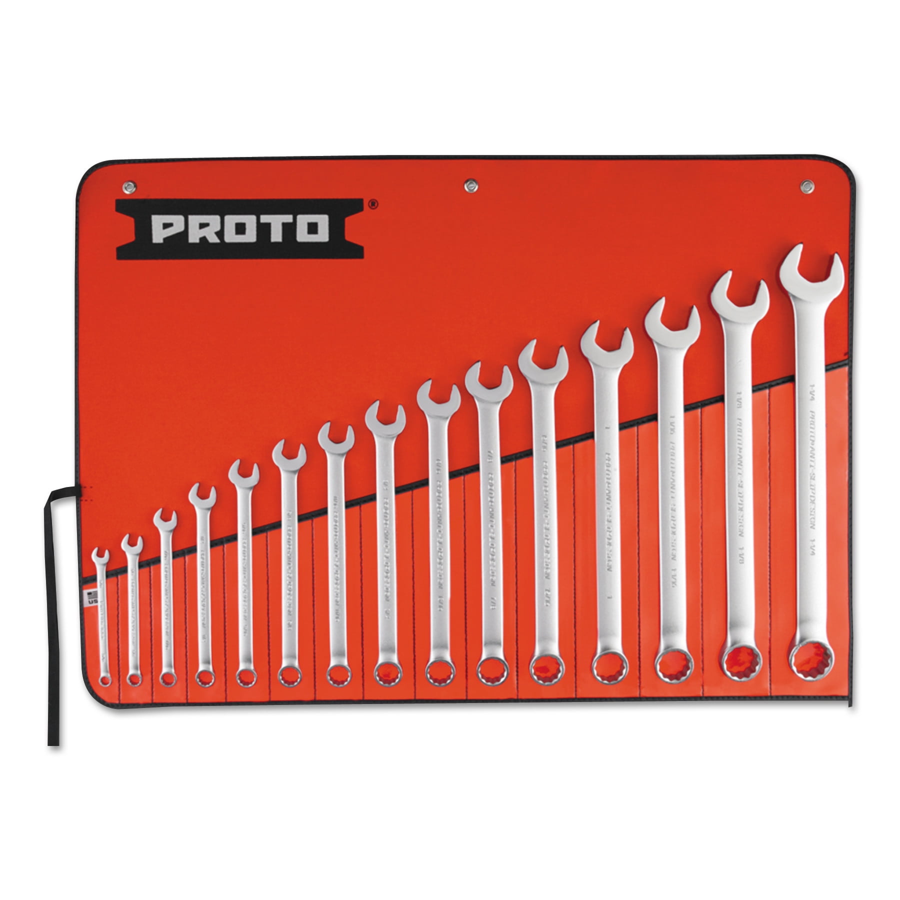 Proto Torqueplus 12-Point Combination Wrench Sets, 15 Piece, Inch, Oval Handle, Satin