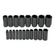 Proto Torqueplus 19 Piece Deep Impact Socket Sets, 1/2 in, 6 Point