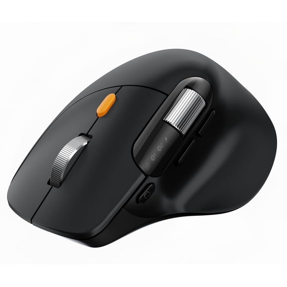 ProtoArc Ergonomic Bluetooth Mouse, EM25 USB Wireless Mouse, Fast Scrolling & Thumb Scroll Wheel, Buttons Customizations, 8000 DPI, Quiet, Rechargeable, Compatible with Windows/Mac/Android, Black
