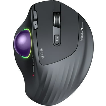 ProtoArc Ergonomic Trackball Bluetooth Wireless Mice, Black & Purple