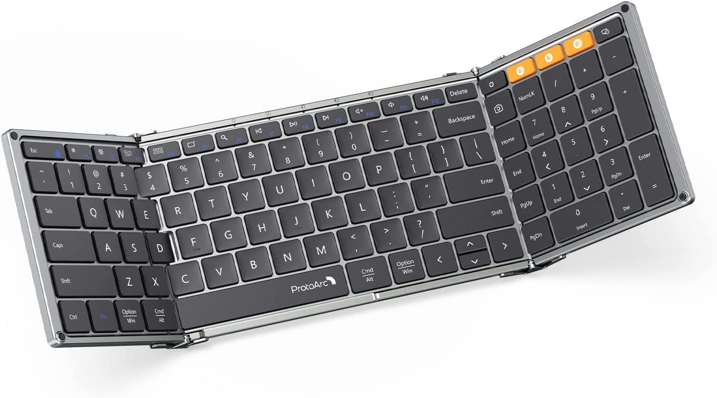 ProtoArc Foldable Bluetooth Keyboard, XK01 Folding Wireless Portable