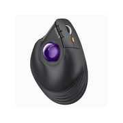 ProtoArc Vertical Wireless Trackball Mouse - Bluetooth Ergonomic Rollerball Mouse Rechargeable Computer Laptop Thumb Mice, 3 Device Connection, Compatible with iPad, Mac, Windows, PC, EM05 NL - Purpl