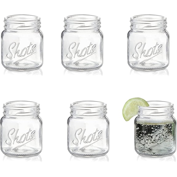 Protocol 2 Oz Mini Mason Jar Clear Glass Single Shot Glass Set of 6
