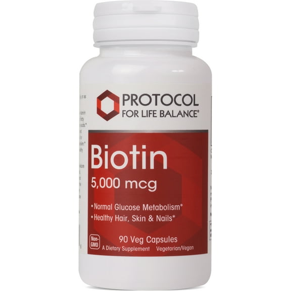 Protocol Biotin 5,000mcg - Hair, Skin, and Nails - 90 Veg Caps