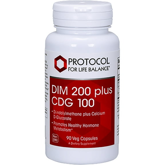 Protocol For Life Balance - DIM 200 plus CDG 100 - Diindolylmethane and Calcium D-Glucarate, Promotes Healthy Hormone Metabolism, Supports Liver Detox, Breast, and Prostate Health - 90 Veg Capsules