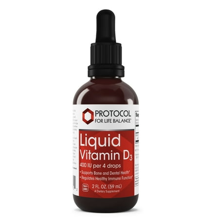 Protocol For Life Balance - Liquid Vitamin D-3 - Supports Calcium Absorption, Bone and Dental Health, and Immune Function in Easy to Administer Drops - 2 fl oz (60 mL)