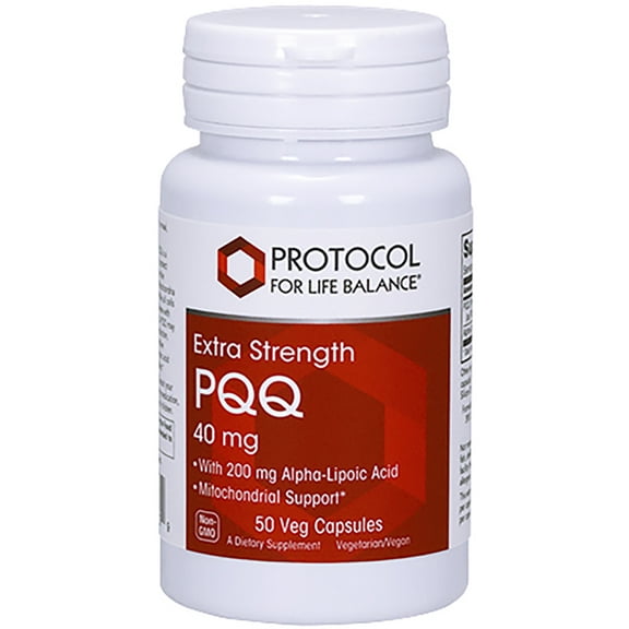Protocol For Life Balance - PQQ 40mg (Extra Strength) - with Alpha Lipoic Acid, Mitochondrial Support, Helps Energy Boost, Supports Heart Health, Cognitive Function - 50 Veg Capsules