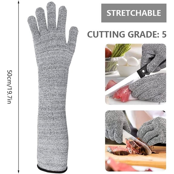 Protoiya 1 Pair Cut Resistant Sleeves, 14-Inch Comfy Arm Protection Knit Sleeves with Thumb Slot Cut-Proof & UV-Protection Safety Arm Guard for Gardens, Kitchens, Farms and Workplaces