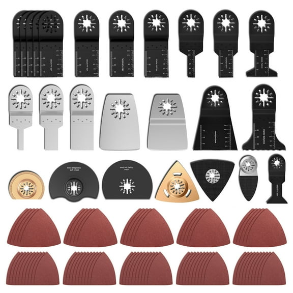 Protoiya 100pcs Oscillating Saw Blades High Carbon Steel Multitool Blades Quick Release Oscillating Saw Blades Fast Cut Down Swing Blades Kit for Fein