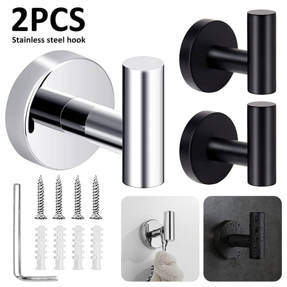 Protoiya 2 Pcs Bathroom Towel Hook Coat Hook Robe Hook 304 Stainless Steel Wall Mounted Door Hanger Heavy Duty Towel Wall Hanger for Bathroom Hotel Kitchen