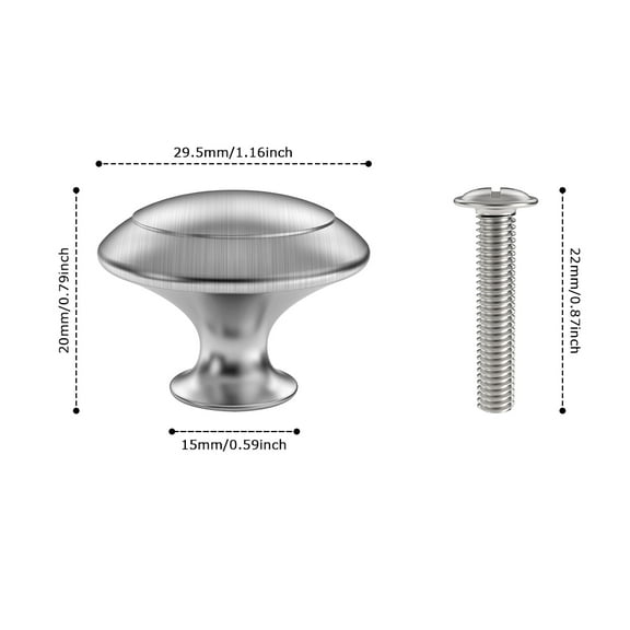 Protoiya 20 Pack Cabinet Hardware Round Knobs Silver Kitchen Mushroom Brushed Nickel Knobs, Cupboard Knobs with Screw, Door Handle Pull for Bathroom Drawer, Diameter 1-1/8 inch (1 Pack)