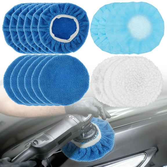 Protoiya 20Pcs 5-6inch Car Polisher Bonnets Polishing Pad Buffer Waxers Wash Wool Car Wax Kit Durable Microfiber Polishing Bonnets for Waxing Polishing