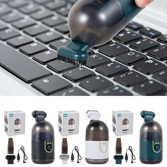 Protoiya 2200 pa Desktop Vacuum Cleaner USB Rechargeable with Brush Silent Cordless Cleaner,Black