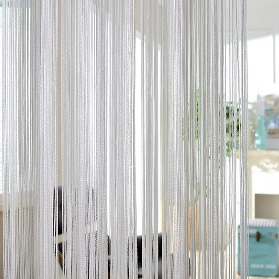 Protoiya 39"x79" Curtain Door Curtain Screen Panel Fringe String Curtain Beaded Curtains for Door Wall Window Wedding Coffee House Decorative (White)