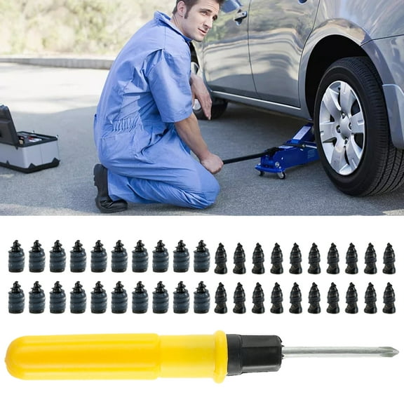 Protoiya  40pcs Tire Repair Rubber Nail Tire Repair Rubber Screws Self-Service Vacuum Tire Repair Nail Tire Repair Screw-in Rubber Plug Nail for Car Auto Motorcycle