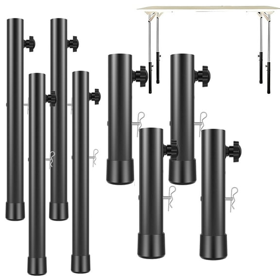 Protoiya 4Pcs Folding Table Leg Extenders Heavy Duty Steel Folding Table Leg 2/4 Rise Levels Adjustable Table Height Extenders for Folding Tables Straight and Bent Legs(20cm)