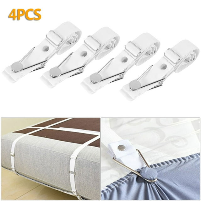Protoiya 4pcs Bed Sheet Straps Adjustable Fitted Sheet Clips Nonslip