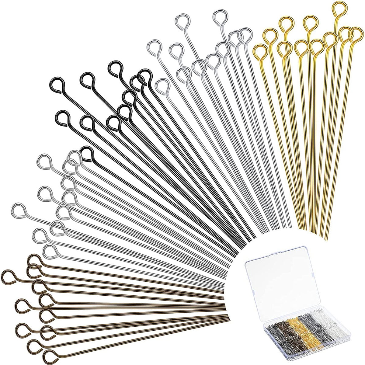 BEADIA Open Eye Pins Gold Head Pins for DIY Jewelry Making 30mm