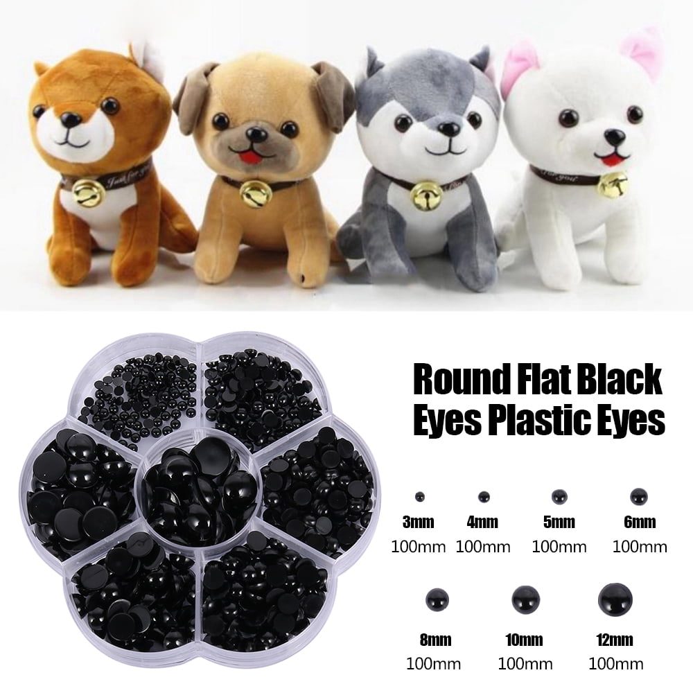 Yirtree 100pcs Plastic Safety Eyes Craft Doll Eyes, Black Safety