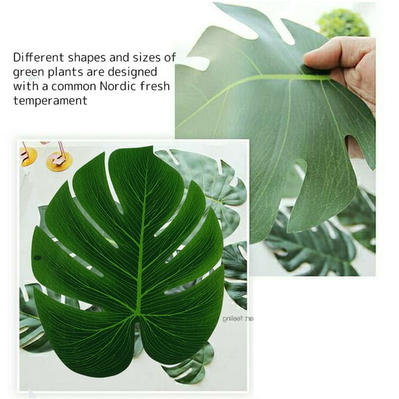 Protoiya 60Pcs Artificial Palm Leaves, Faux Monstera Large Leaves Tropical Plant Simulation Safari Plant with Faux Stems for Home Kitchen Party Flowers Arrangement Wedding Decorations
