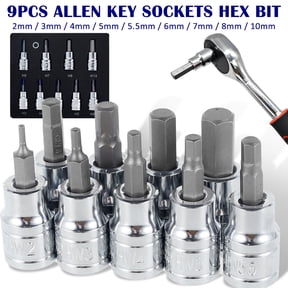Protoiya 9Pcs Hex Bit Socket Set Sturdy Allen Key Sockets Professional 3/8inch Drive Drill Metric Tools Kit Durable Impact Socket Set Size from 2mm to 10mm for Tool