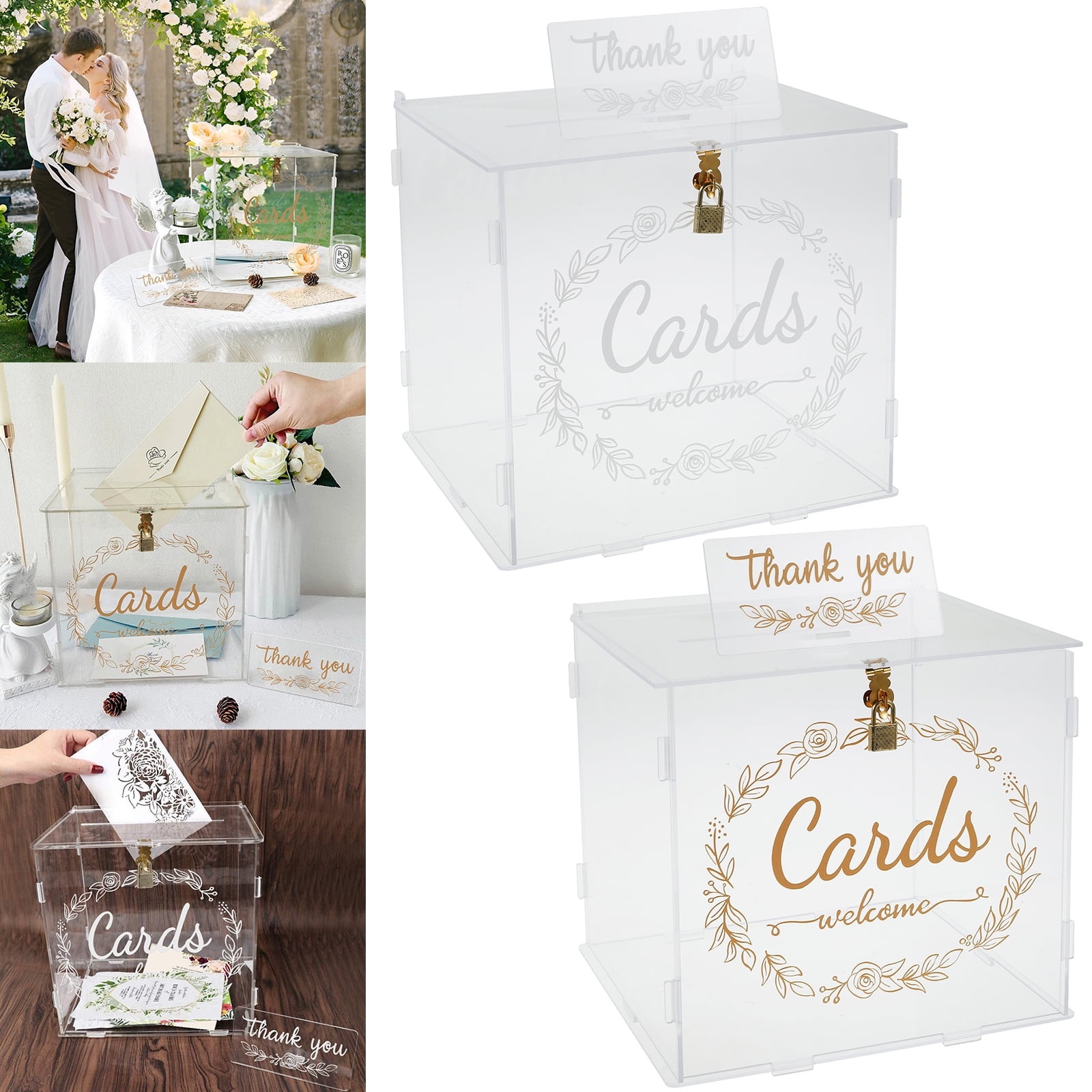 BBASILIYSD Acryl Wedding Card Box, Clear Gift Card Box Voor Bruiloft Receptie, Elegante Doos Geheugen Voor Party Geld Envelop Bruiloft