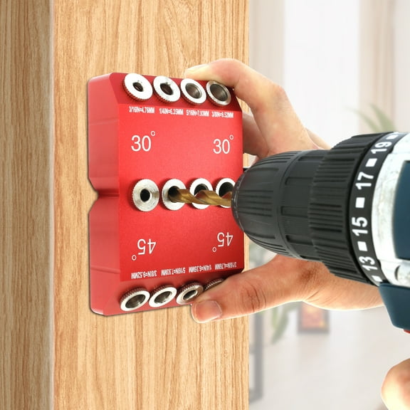 Protoiya Angled Drilling Jig 30 45 90 Degree Aluminum Alloy Drill Guide Portable High Precision Angle Straight Hole Drilling Template Block Woodworking Tool for Railing Deck Stair Handrail