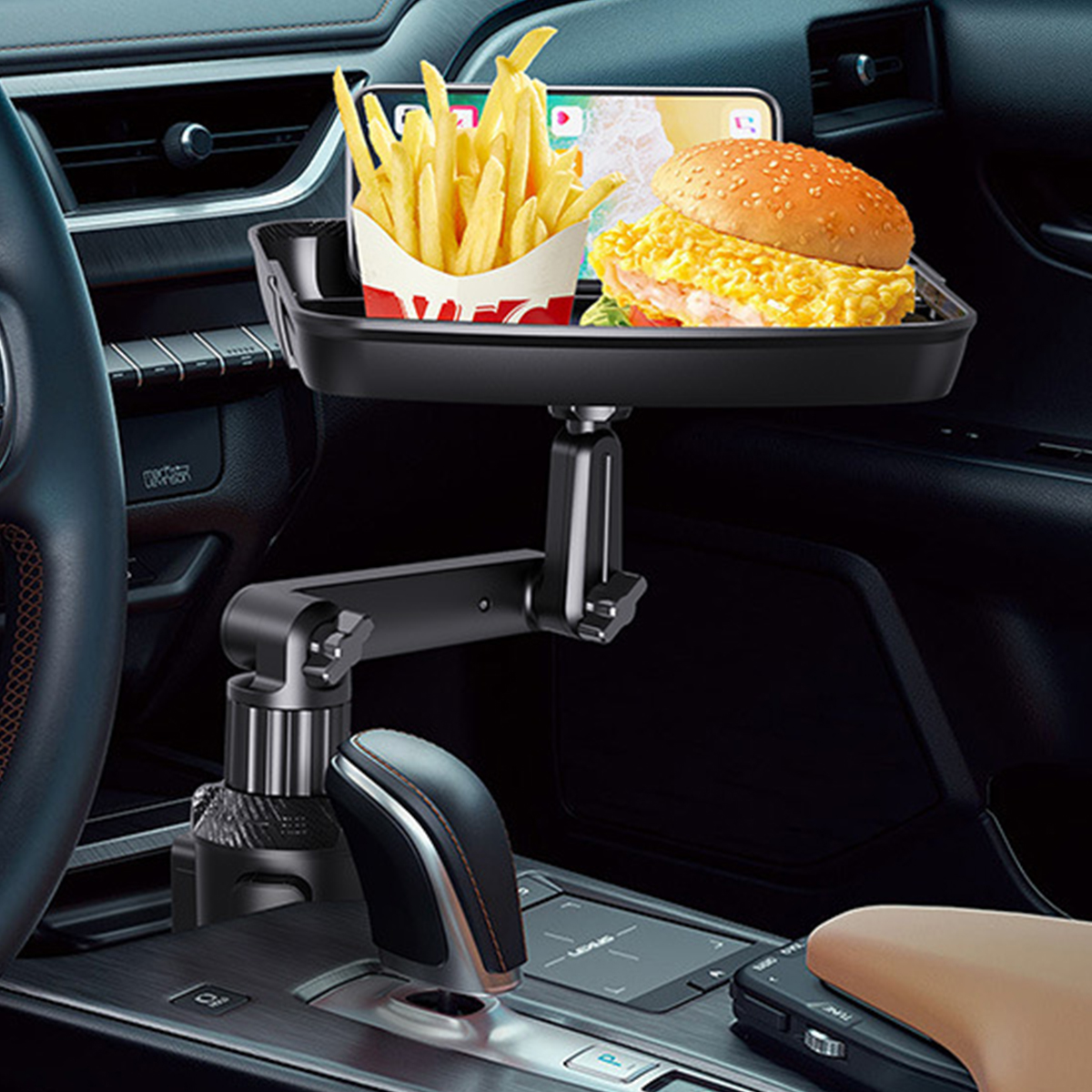 Protoiya Car Tray for Eating Retractable Car Tray Tables 360Degree