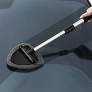 Protoiya Car Windscreen Cleaner with Telescopic Handle 2 Microfiber Pads, Replaceable Reusable Washable Car Window Cleaner Brush for Cars Glass Fog Moisture (Triangle)