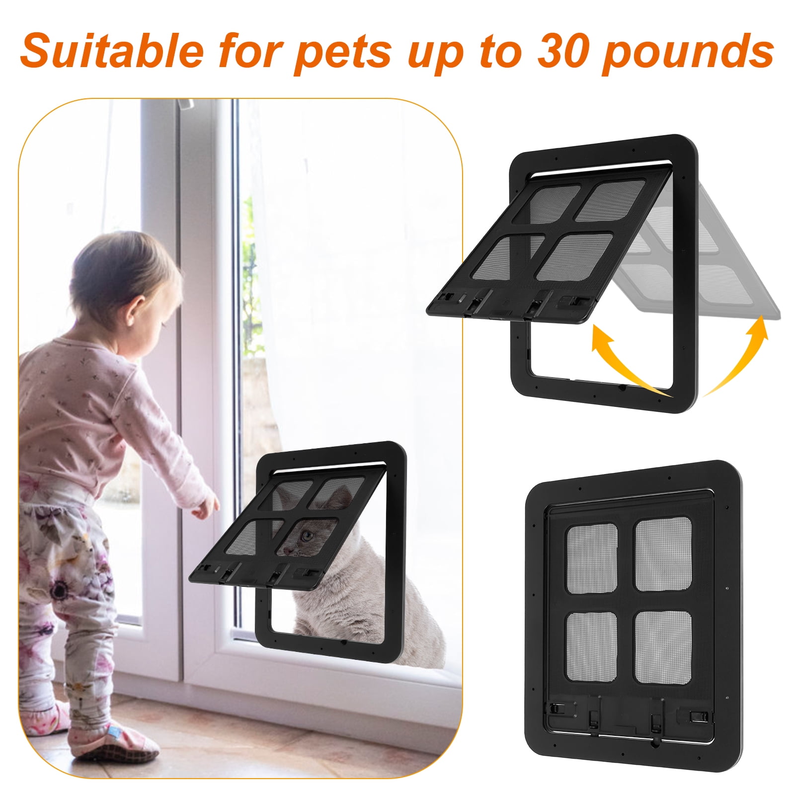 Protoiya Cat Screen Door Plastic Pet Door Lockable Small Dog Door Pet