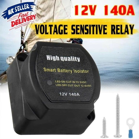 Protoiya Dual Battery Isolator Kit 12V 140A IP65 Waterproof Split Charge Relay Automatic Car Battery Relay with Surge Protection Car Accessories for Truck SUV ATV UTV Boat