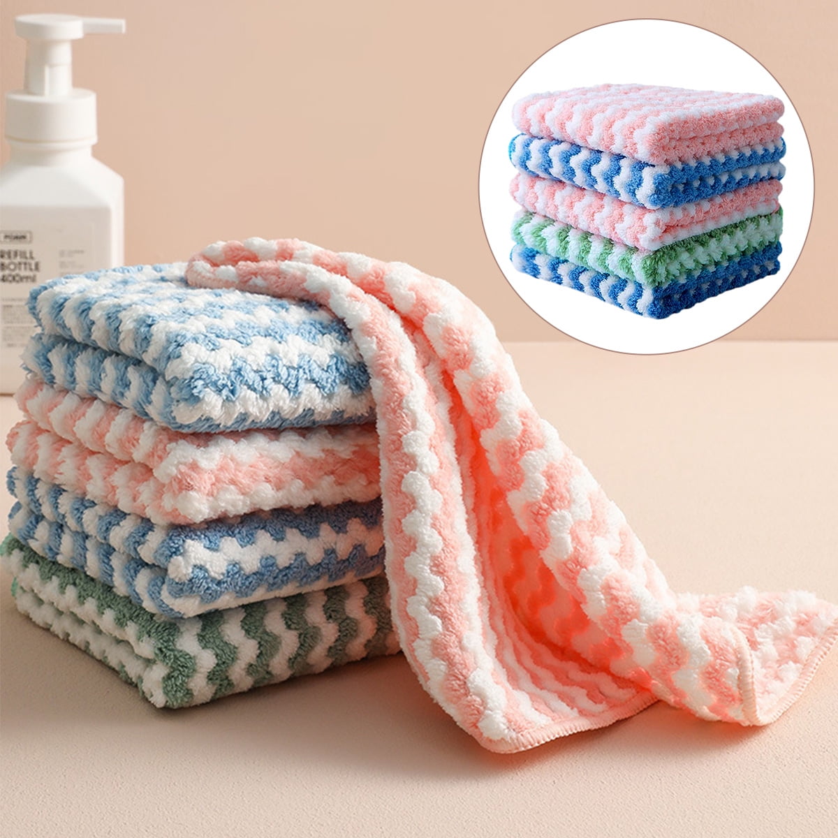 Protoiya Kitchen Dish Towels, Kitchen Towels and Dishcloths Set, 5 Pack