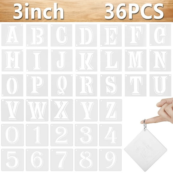Protoiya Letter Stencils and Numbers, 36 Pcs Alphabet Art Craft Stencils, Reusable Plastic Art Craft Stencils for Wood, Wall, Fabric, Rock, Chalkboard, Signage, DIY School Art Projects