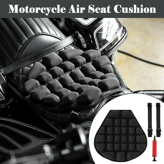 Protoiya Motorcycle Seat Cushion 3D Air Cushion Pad with Non-Slip Bandages Fixed 14.76*14.17*1.57 Inch Decompressed Air Cushion Pad Cooling Down Seat Pad for Cruiser Sport Touring Saddles (Black)