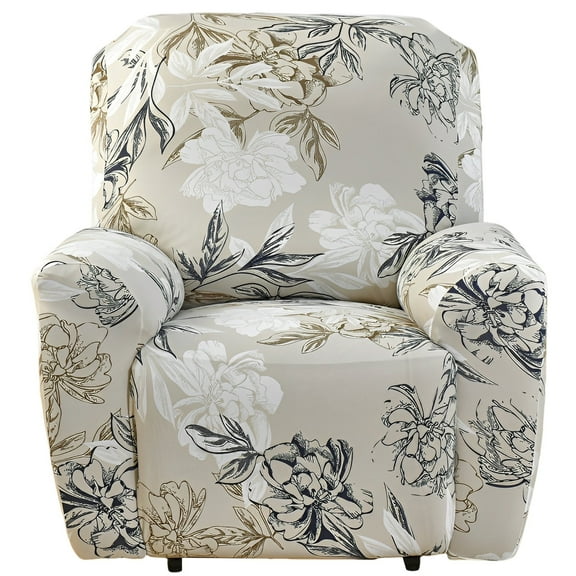 Protoiya Stretch Recliner Slipcover with Pocket, 4 Pieces Machine Washable Reclining Chair Slipcover,Patterned Sofa Slipcover with Elastic Bottom for Reclining Chair
