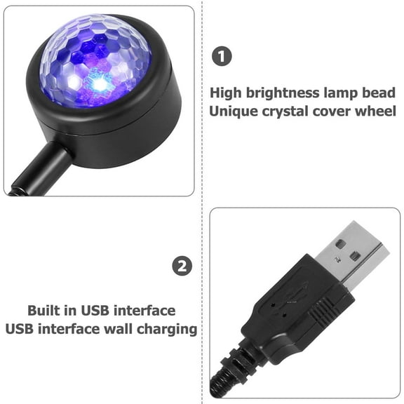 Protoiya  USB Car Roof Star Night Projector Light Sound Activated LED Interior Lamp, 4 Colors- 9 Functional Modes, Adjustable Romantic Atmosphere Ambient Light- Plug and Play