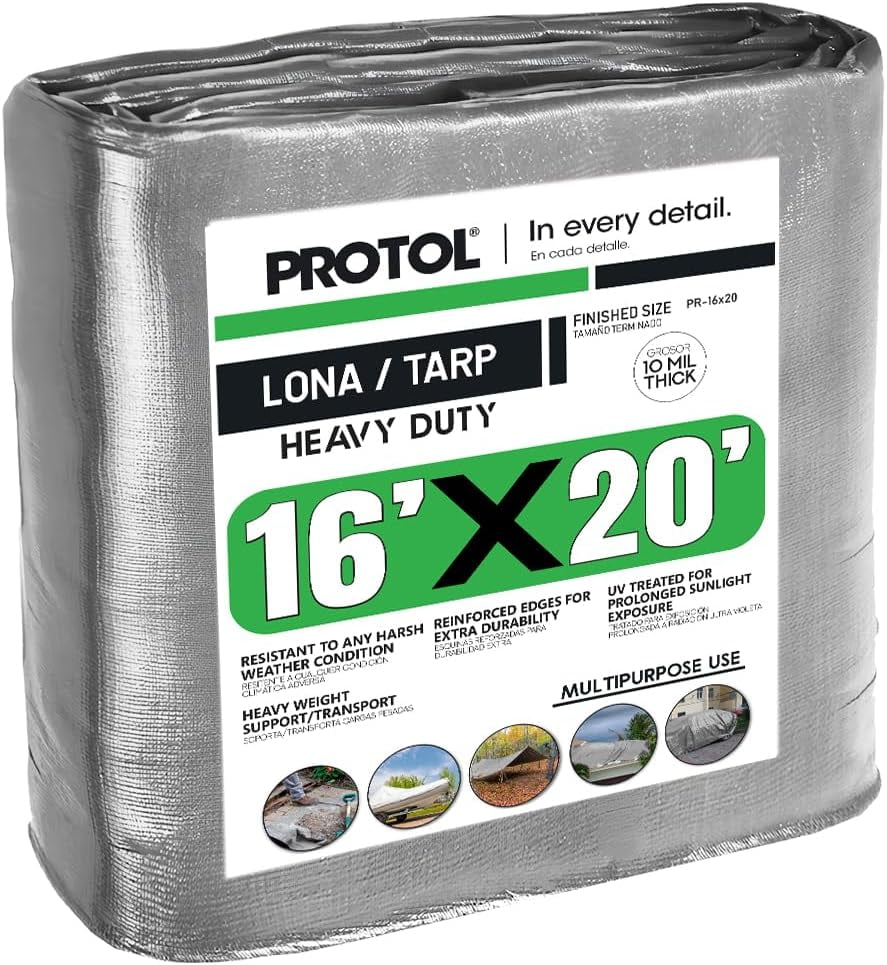 Protol 16x20 Feet Super Heavy Duty Reversible Tarp 10 Mil Waterproof