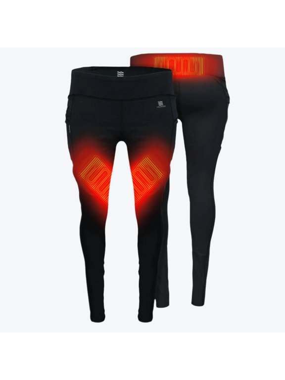 Proton Heated Base Layer Pants for Women, 3 Heat Zones, Two YKK Zippered Pockets, Soft Lined Knit Shell