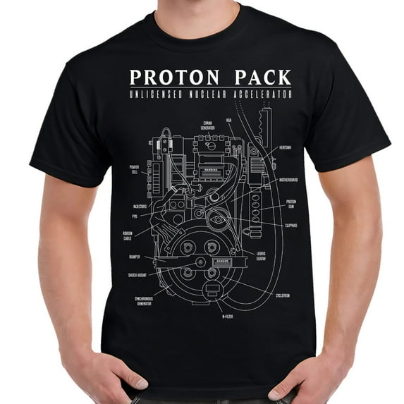 Proton Pack White Schematic Blueprint Shirt-6XL-Black