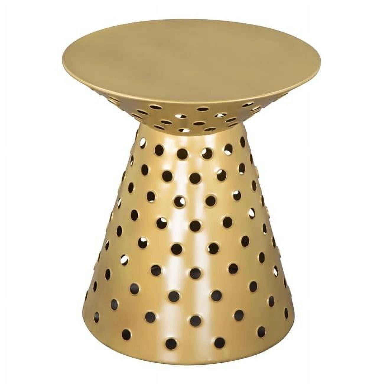Gold Round Metal Contemporary Side Table